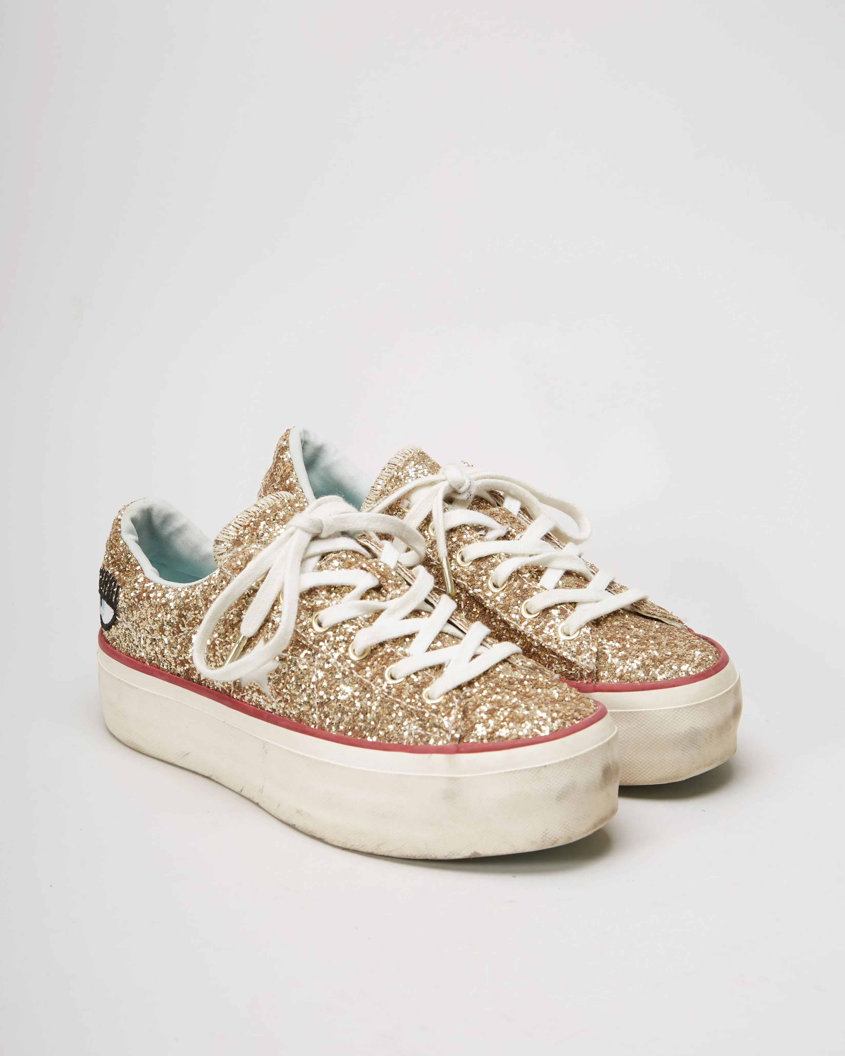 Converse X Chiara Ferragni Gold One Star Platform Shoes - UK 3