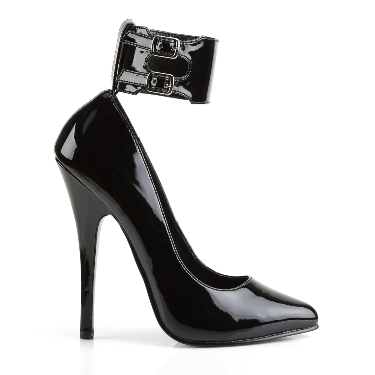 DOMINA-434 Devious Domina Black Patent Sexy Single Soles (Fetish Footwear)
