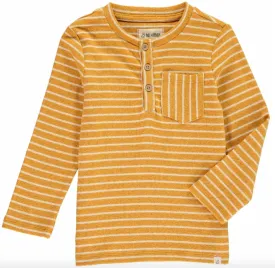 Me & Henry - Baby Stripe Pocket Henley in Gold
