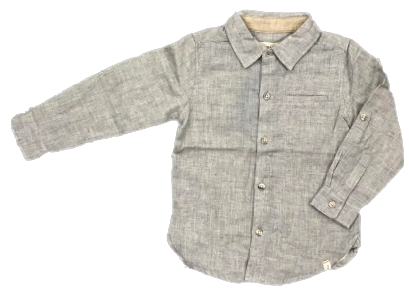 Me & Henry - Boys Woven Gauze Button-Up Shirt in Grey