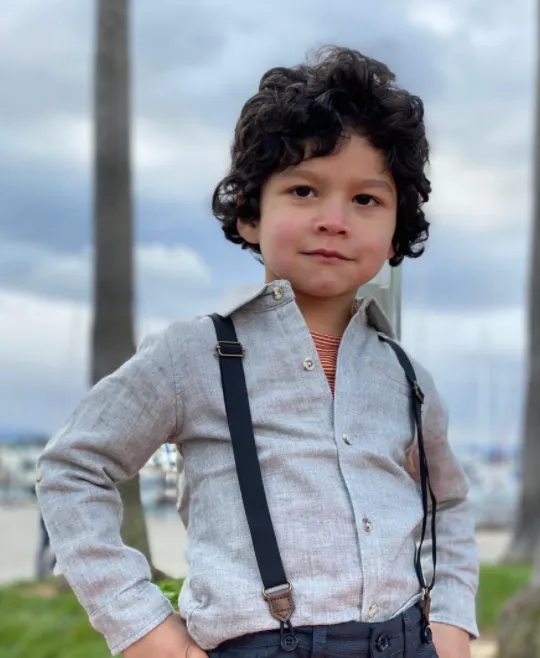 Me & Henry - Boys Woven Gauze Button-Up Shirt in Grey