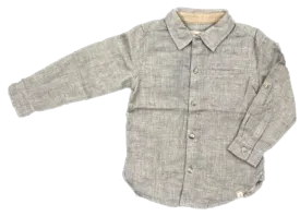 Me & Henry - Boys Woven Gauze Button-Up Shirt in Grey