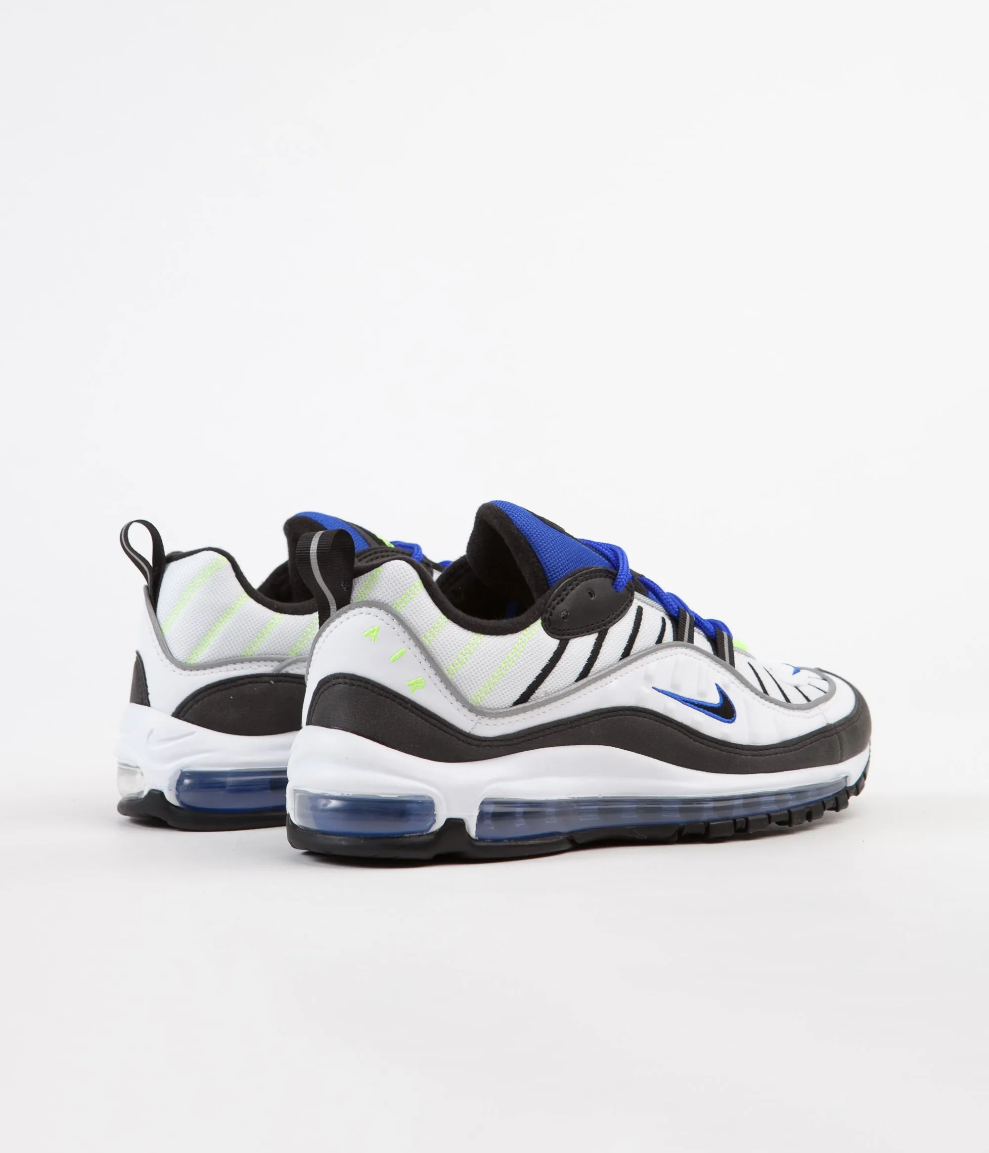 Nike Air Max 98 Shoes - White / Black - Racer Blue - Volt