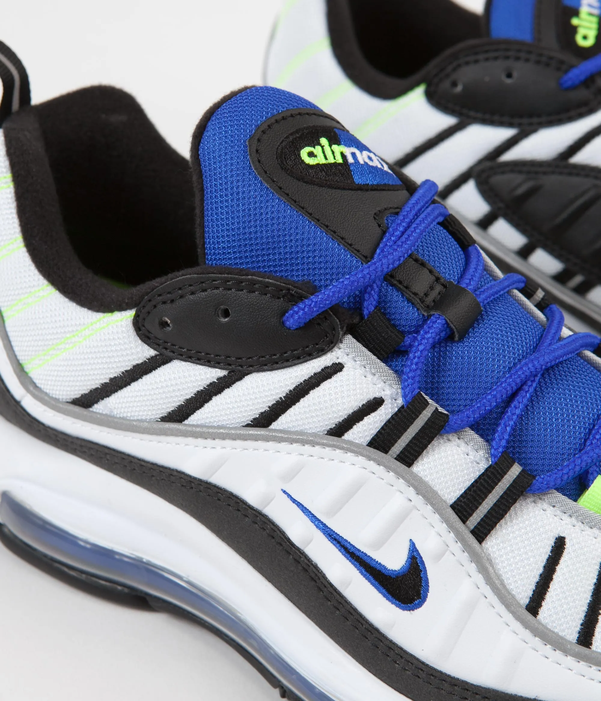 Nike Air Max 98 Shoes - White / Black - Racer Blue - Volt