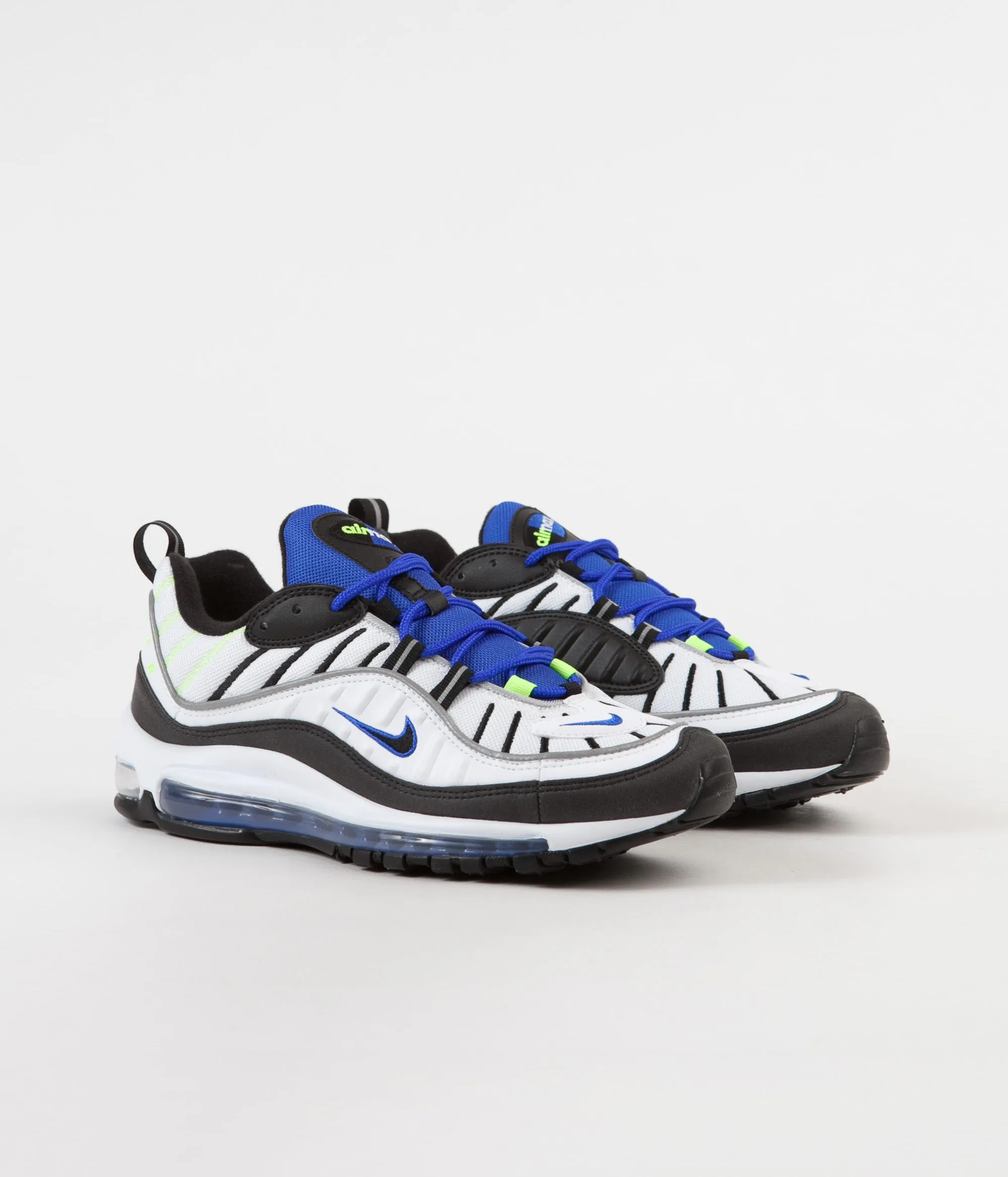 Nike Air Max 98 Shoes - White / Black - Racer Blue - Volt