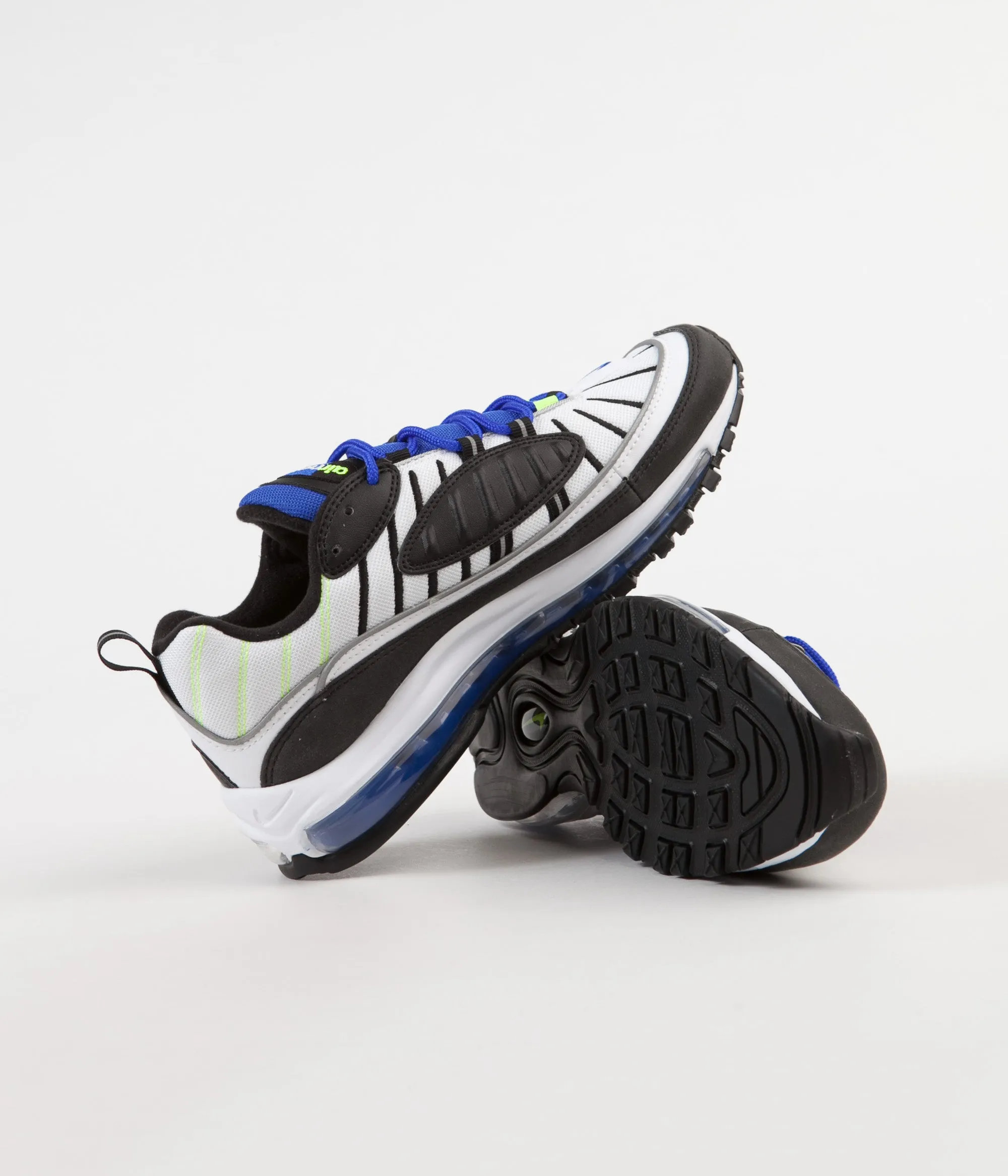 Nike Air Max 98 Shoes - White / Black - Racer Blue - Volt