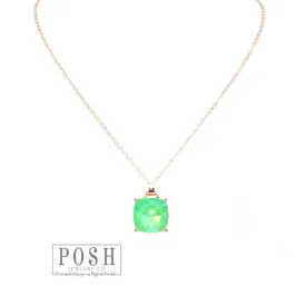 Square Rhinestone On Gold Chain Necklace