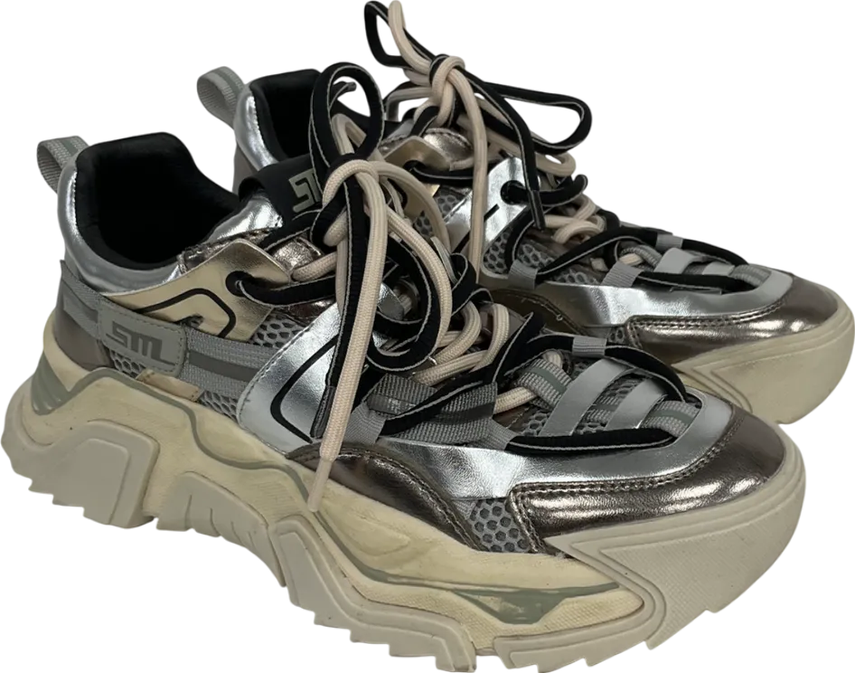STEVE MADDEN Possession Trainers In Silver UK 6 EU 39 👠
