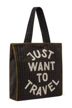 WALTON Wool Check Tote Bag JUST WANT TO TRAVEL
